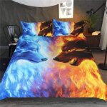 Parure de lit 3d pour 1 / 2 personne, parure de lit animal ice and fire wolf microfibre 3 pices housses ...