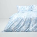 Homescapes - parure de lit bleu toile de jouy en polycoton, 230 x 220 cm