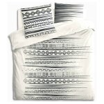 Parure de lit en coton motif ethnique 2 personnes - noir et blanc - 240 x 220 cm - livraison gratuite ...