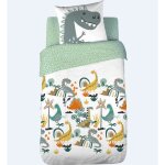 Parure de lit - cote deco kids - dinosaure - 100% coton - 140x200 cm - multicolore