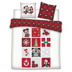 Aymax - parure de lit double r�versible disney mickey et minnie - no�l - blanc et rouge - 220 cm x 240 ...