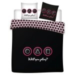 Parure de lit double r�versible squid game - will you play - - 220 cm x 240 cm