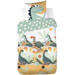 Parure de lit enfant r�versible dinosaures prehisto vert - c�te deco - 140x200cm + 1 taie d'oreiller ...