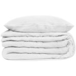 Atmosphera - parure de lit flora blanc 260x240 cm en gaze de coton pour 2 personnes avec housse de couette ...