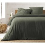 Promo linge - parure de lit en gaze de coton 240x260cm - 260x240cm - kaki