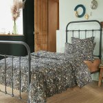 Terre de nuit - parure de lit gaze de coton imprim floral bleu marine 220x240