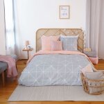 Parure de lit avec housse de couette 220x240 cm + 2 taies d'oreiller 63x63cm pour lit pour 2 personnes ...