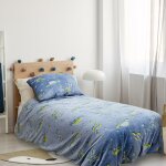 Linnea - parure de lit phosphorescente 140x200 cm polyester astro bleu
