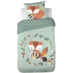 Parure de lit rversible 1 place imprim renard en coton 140 x 200cm