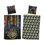 Parure de lit rversible harry potter - blason hogwarts - gryffondor, serpentard, poufsouffle, serdaigle ...