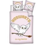 Parure de lit r�versible harry potter - hedwige la chouette - - hogwarts is my home - - rose - 140 cm ...