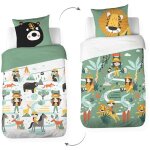 Parure de lit rversible imprim montage et savane en coton adouci. gaston. 1 housse de couette. 1 taie ...