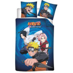 Parure de lit r�versible naruto - naruto, sasuke et sakura - bleu - 140 cm x 200 cm