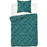 Parure de lit en satin 140x200 motif g�om�trique vert