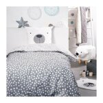 Parure de lit today housse de couette 140x200 + 2 taies d'oreiller 63x63 - 1 personne - funny2. 6 - gris ...