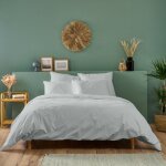 Bleu calin - parure de lit unie 2 personnes percale de coton - housse 220x240cm + 2 taie 65x65cm - gris ... Bleu calin - parure de lit unie 2 personnes percale de coton - housse 220x240cm + 2 taie 65x65cm - gris ...