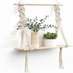 Paryou - etagere murale en bois design, etagere suspendue corde flottante de plantes interieur exterieur, ...