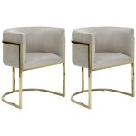 Pascal morabito - lot de 2 chaises avec accoudoirs - velours et acier inoxydable - beige et doré - peria ... Pascal morabito - lot de 2 chaises avec accoudoirs - velours et acier inoxydable - beige et doré - peria ...