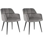 Pascal morabito - lot de 2 chaises avec accoudoirs - velours et mtal - gris - pega de