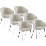Pascal morabito - lot de 6 chaises avec accoudoirs en tissu bouclette et m�tal - cr�me - moroni de