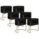 Pascal morabito - lot de 6 chaises avec accoudoirs - velours et acier inoxydable - noir et dor� - peria ...