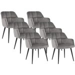 Pascal morabito - lot de 6 chaises avec accoudoirs - velours et m�tal - gris - pega de