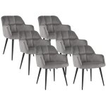 Pascal morabito - lot de 6 chaises avec accoudoirs - velours et mtal - gris - pega de
