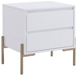 Pascal morabito - table de chevet 2 tiroirs - mdf et m�tal - blanc laqu� et dor� - korasa de