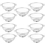 Passoire en inox 26 cm, lot de 10, ustensile cuisine pates goutter salate poigne et socle anneau, argent ...