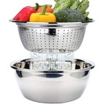 Passoire inox, tamis passoire avec bol de cuisine en acier inoxydable, saladier bol � vaisselle ustensile ...