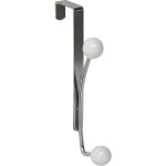 Pat�re porte - serviettes 2 crochets blanc en m�tal et c�ramique - � suspendre sur porte - tendance