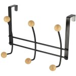 Patere metal 6 crochets bois - noir bois tendance