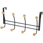 Porte - serviettes 8 patres en mtal noir et bois -  suspendre sur porte - tendance