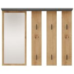Topeshop - parmi - patre murale avec miroir - portemanteau mural - 100x15x81. 5 cm - 6 crochets - meuble ...