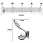 Patre de salle de bain patre mural  5 crochets - inox - argent - 45 x 7 x 10 cm