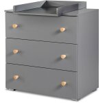 Monmobilierdesign - pauline commode bb avec plan  langer amovible gris / bois