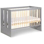 Monmobilierdesign - pauline lit bébé enfant à barreaux avec sommier réglable 120x60 cm gris / bois Monmobilierdesign - pauline lit bébé enfant à barreaux avec sommier réglable 120x60 cm gris / bois