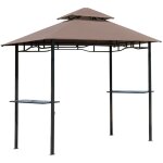 Pavillon abri tonnelle de jardin pour barbecue double toit 2 tablettes incluses tissu polyester acier ... Pavillon abri tonnelle de jardin pour barbecue double toit 2 tablettes incluses tissu polyester acier ...
