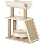 Pawhut - arbre  chat griffoirs grattoir jeu boules suspendues plateformes ronde, rectangulaire et demi ...