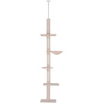 Pawhut - arbre � chat poteau � griffer l40 x l 34 x h 230 - 260 cm 5 niveaux d'activit�s beige