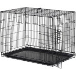 Pawhut - cage caisse de transport pliante pour chien en mtal noir 91 x 61 x 67 cm