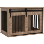 Pawhut - cage pour chien animaux style indisutriel - porte coulissante verrouillable - acier noir panneaux ...