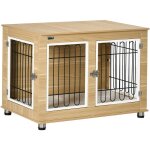 Pawhut - cage pour chien sur pied - 2 portes verrouillables, coussin d�houssable inclus - acier filaire ...