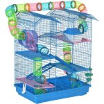 Pawhut - cage pour hamster souris petits animaux rongeur avec tunnel mangeoire roue jouet 47 x 30 x 59 ...