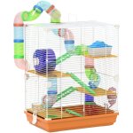 Pawhut - cage pour hamster souris rongeur 4 �tages avec tunnels mangeoire roue maison �chelles dim. 46l ...