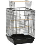 Cage � oiseaux 2 mangeoires 2 perchoirs toit ouvrant plateau excr�ment amovible poign�e transport m�tal ...