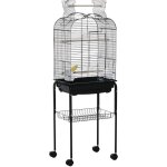 Cage  oiseaux volire amovible sur roulettes - toit ouvrant, tiroir djection, 2 perchoirs, 2 trappes, ...