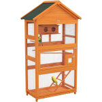 Cage  oiseaux volire grande taille 2 portes trappe toit asphalte tiroir amovible bois pr - huil
