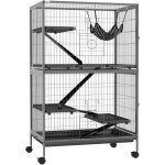 Pawhut - cage pour rongeurs furet chinchilla 4 plateformes 3 rampes 4 portes hamac plateau acier gris ...