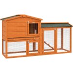Pawhut - clapier cage � lapins rongeurs 2 niveaux 3 portes verrouillables tiroir � d�jection 145l x 45l ...